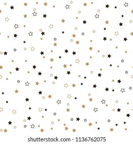 Seamless vector pattern with colored  stars on white  background. Night sky background .