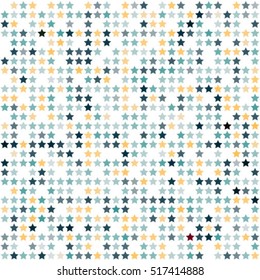 Seamless vector pattern with colored stars on white background. 