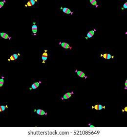 Seamless vector pattern with colored sweets on yellow for ceramic, print, wrapping, textile, fabric, cards