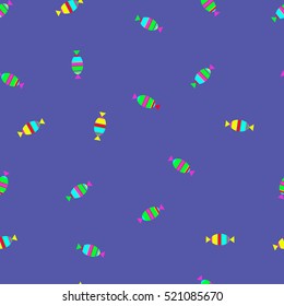 Seamless vector pattern with colored sweets on yellow for ceramic, print, wrapping, textile, fabric, cards