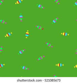 Seamless vector pattern with colored sweets on yellow for ceramic, print, wrapping, textile, fabric, cards