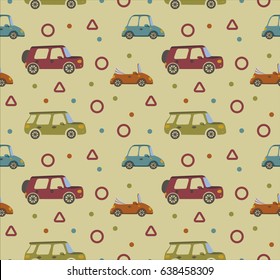 Seamless vector pattern with colored toy cars