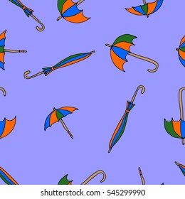 Seamless vector pattern with colored umbrellas  for textile, ceramics, fabric, print, cards, wrapping