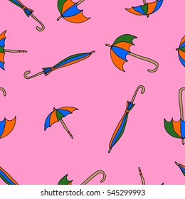 Seamless vector pattern with colored umbrellas  for textile, ceramics, fabric, print, cards, wrapping