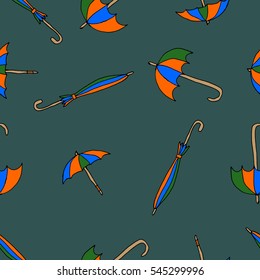 Seamless vector pattern with colored umbrellas  for textile, ceramics, fabric, print, cards, wrapping