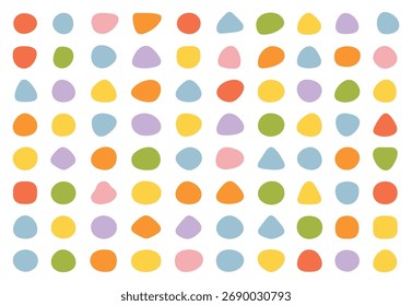 Padrão de vetor contínuo com formas orgânicas abstratas coloridas em um fundo branco. Design geométrico lúdico moderno ideal para têxteis, papéis de parede, papel de embrulho e fundos digitais.