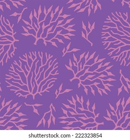 Seamless vector pattern - colorful algae and plants