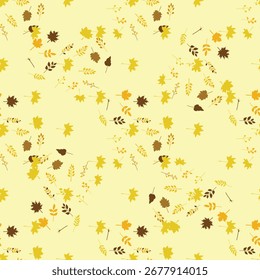 Seamless vector pattern with colorful autumn leaves. 