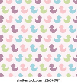 Seamless vector pattern with colorful baby ducks. For cards, invitations, wedding or baby shower albums, backgrounds, arts and scrapbooks. 