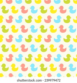 Seamless vector pattern with colorful baby ducks. For cards, invitations, wedding or baby shower albums, backgrounds, arts and scrapbooks. 