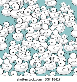 Seamless vector pattern with colorful baby ducks. For cards, invitations, wedding or baby shower albums