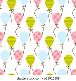 Seamless vector pattern with colorful balloons 
