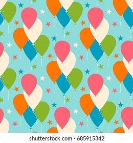 Seamless vector pattern with colorful balloons.
