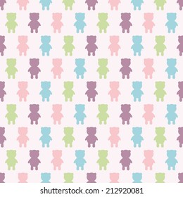 Seamless vector pattern with colorful bears. For cards, invitations, wedding or baby shower albums, backgrounds, arts and scrapbooks. 
