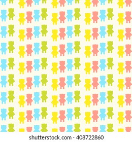 Seamless vector pattern with colorful bears. For cards, invitations, wedding or baby shower albums, backgrounds, arts and scrapbooks.