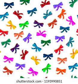 Seamless vector pattern of colorful bows on white background