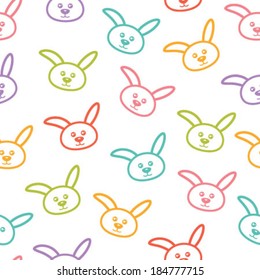 Seamless vector pattern with colorful bunnies.
