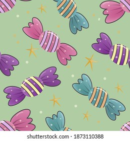 Seamless vector pattern with colorful candy. Vector candy for the web, for a card or for scrapbooking.