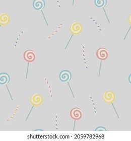 Seamless vector pattern with colorful candy. Candy for birthday and other party. Vector candy for the web, for a card or for scrapbooking.
