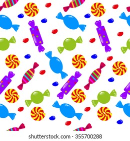 Seamless vector pattern with colorful candy.  Vector candy for the web, for a card or for scrapbooking