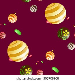 Seamless vector pattern with colorful candy. Candy for Halloween party. Vector candy for the web, for a card or for scrapbooking