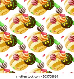Seamless vector pattern with colorful candy. Candy for Halloween party. Vector candy for the web, for a card or for scrapbooking
