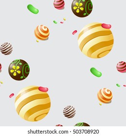 Seamless vector pattern with colorful candy. Candy for Halloween party. Vector candy for the web, for a card or for scrapbooking