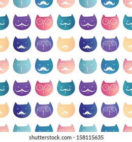 Seamless vector pattern with colorful cats