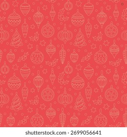 A seamless vector pattern of colorful Christmas balls. Design for fabric, textile, wrapping paper, etc. Background for New year celebration 