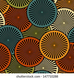 Seamless vector pattern with colorful circles. Ornamental retro pattern. 