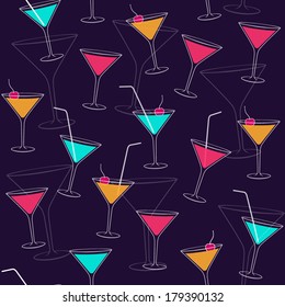 seamless vector pattern with colorful cocktails
