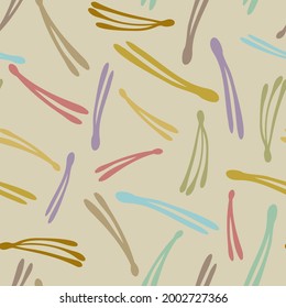 Seamless vector pattern colorful design of fir needles in autumn pastel colors. Perfect for textiles, sheets, surfaces, wallpapers, wrapping paper, decorations, backgrounds