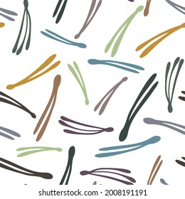 Seamless vector pattern colorful design of fir needles in autumn pastel colors. Perfect for textiles, sheets, surfaces, wallpapers, wrapping paper, decorations, backgrounds