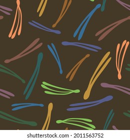 Seamless vector pattern colorful design of fir needles in dark autumn colors. Perfect for textiles, sheets, surfaces, wallpapers, wrapping paper, decorations, backgrounds