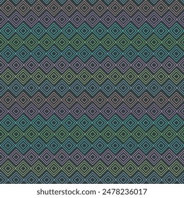 Seamless vector pattern of colorful diamond shapes on a dark background, decorative wallpaper, design for textile print, packaging.