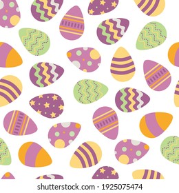 Seamless vector pattern with colorful easter eggs. For decorations, greeting cards, holiday background. 