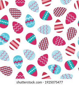 Seamless vector pattern with colorful easter eggs. For decorations, greeting cards, holiday background. 