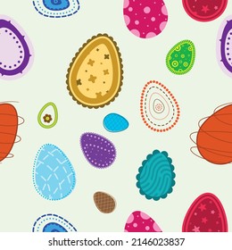 Seamless vector pattern of colorful easter eggs