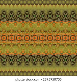 Seamless vector pattern. Colorful ethnic background with tribal ornaments