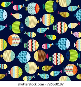  seamless vector pattern with Colorful fish 