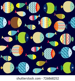  seamless vector pattern with Colorful fish 