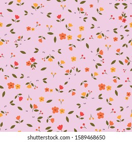 Seamless vector pattern Colorful flower patterns and leaves Used for weddings or greeting cards, scrapbooking, printing, gift wrapping, fabric production, textiles