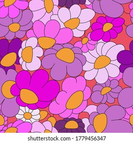 seamless vector pattern with colorful flowers, floral background pattern