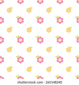 Seamless vector pattern with colorful flowers. For cards, invitations, wedding or baby shower albums, backgrounds, arts and scrapbooks. 