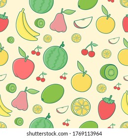 Seamless vector pattern of colorful fruits