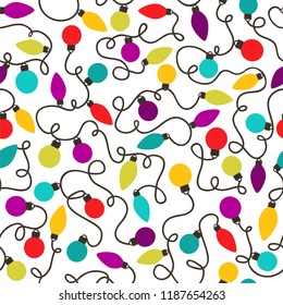 Seamless vector pattern with colorful garland.