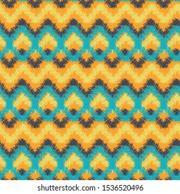 A seamless vector pattern with colorful geometric tribal design. Bright surace print design. Great for backgrounds, home decor, textiles and stationery.