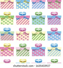 Seamless vector pattern with colorful gift boxes