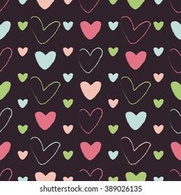 Seamless vector pattern with colorful hearts. Seamless pattern can be used for wallpaper, pattern fills, web page background, surface textures.