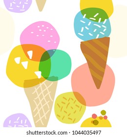 Seamless  vector pattern with colorful ice cream.